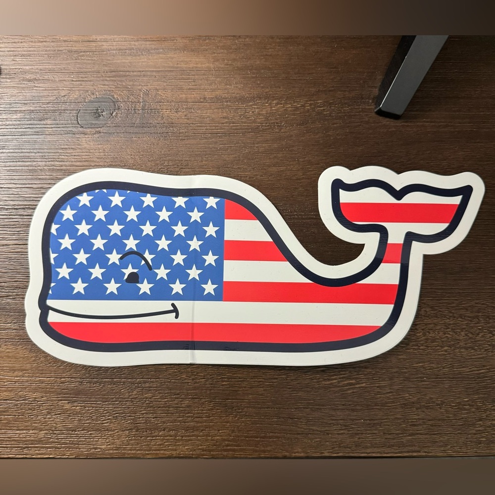 Vineyard Vines flag whale LARGE/OVERSIZED sticker